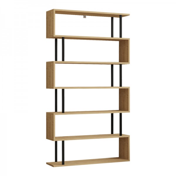 Βιβλιοθήκη Ziza pakoworld σε oak  απόχρωση 90x22x162.6εκ 120-000518