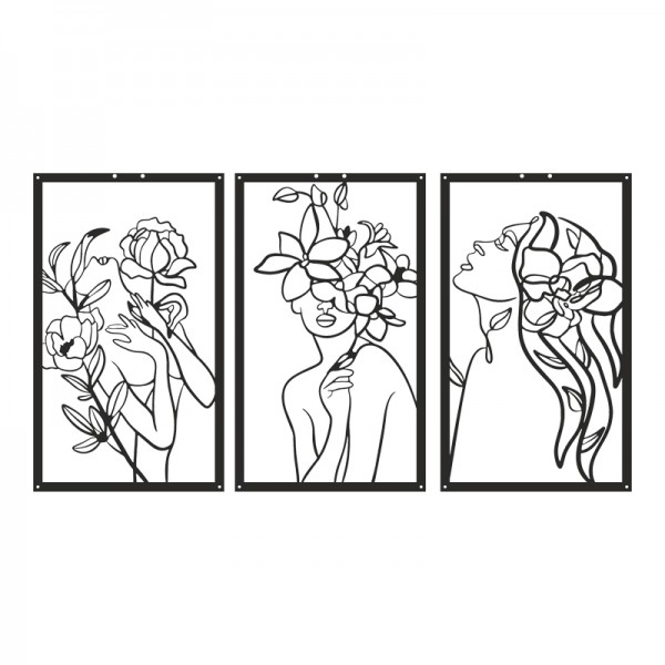 Διακοσμητικό τοίχου Witho pakooworld σετ 3τεμ μαύρο μεταλλικό 30x1,5x50εκ