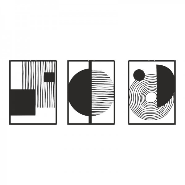 Διακοσμητικό τοίχου Harimia pakooworld σετ 3τεμ μαύρο μεταλλικό 37x1,5x50εκ