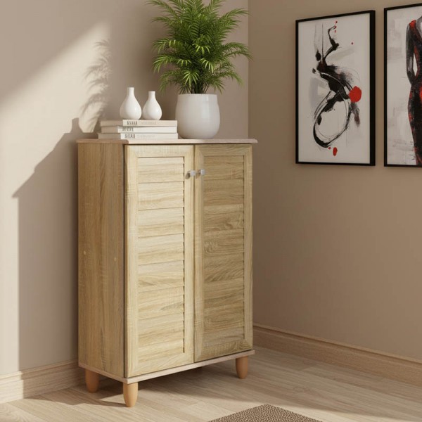 Παπουτσοθήκη-ντουλάπι SANTO pakoworld 10 ζεύγων χρώμα sonoma 60x34,5x91,5εκ