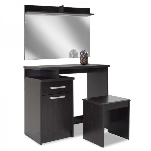 Κονσόλα OLYMPUS pakoworld με καθρέπτη και σκαμπό χρώμα wenge 123-000040