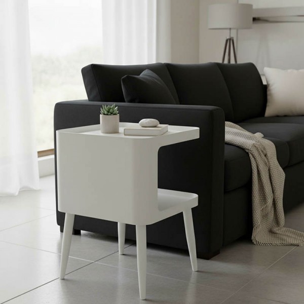 Βοηθητικό τραπέζι Cubino pakoworld μέταλλο σε κρεμ απόχρωση 35x35x50εκ