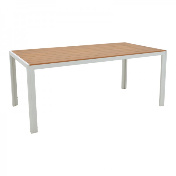 Τραπέζι Nares pakoworld αλουμίνιο λευκό-plywood φυσικό 180x90x72.5εκ