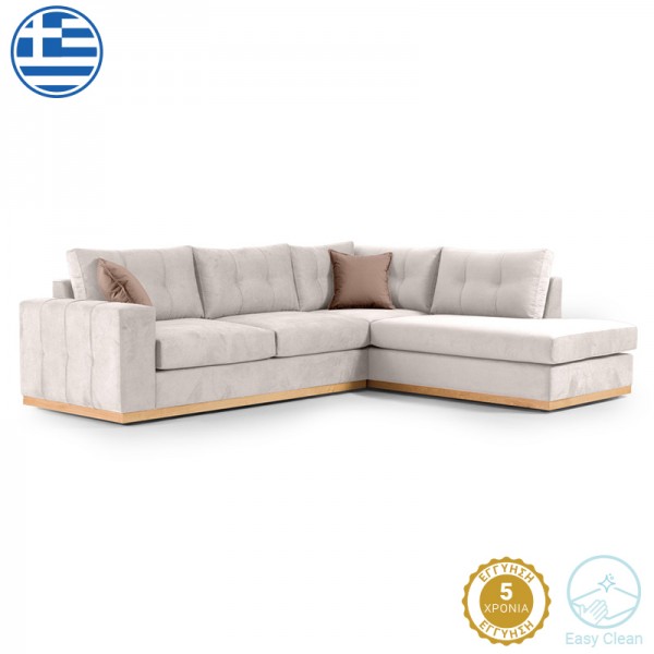 Γωνιακός καναπές αριστερή γωνία Boston pakoworld ύφασμα cream-mocha 280x225x90εκ 168-000019
