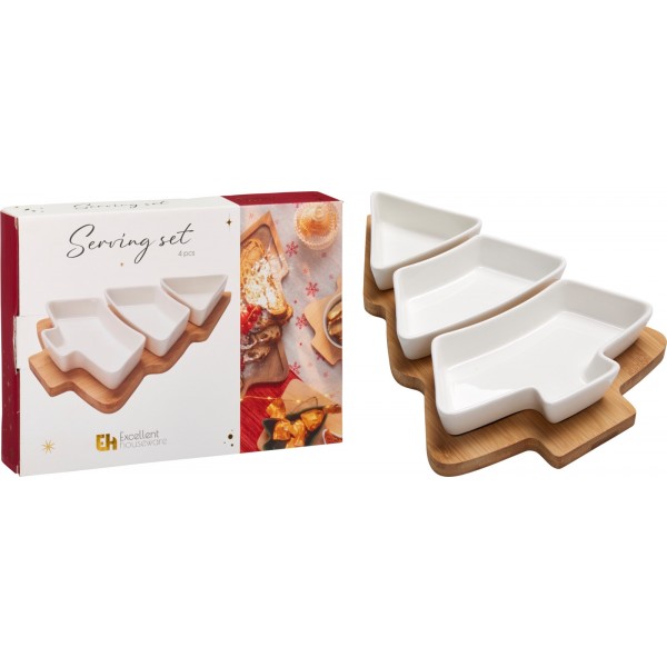 Χριστ/Κο Δεντρο Δισκος Με Μπωλακια Σετ 4 Τμχ