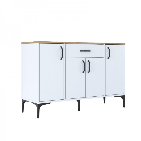 Μπουφές Ubron pakoworld λευκό-καρυδί μελαμίνης 120x40x78.6εκ 182-000092