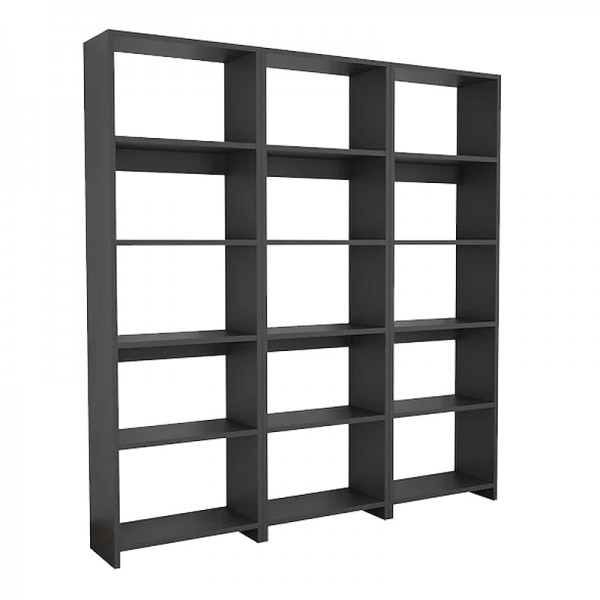 Βιβλιοθήκη Rabuku pakoworld σε ανθρακί απόχρωση 146x22x123εκ 197-000280
