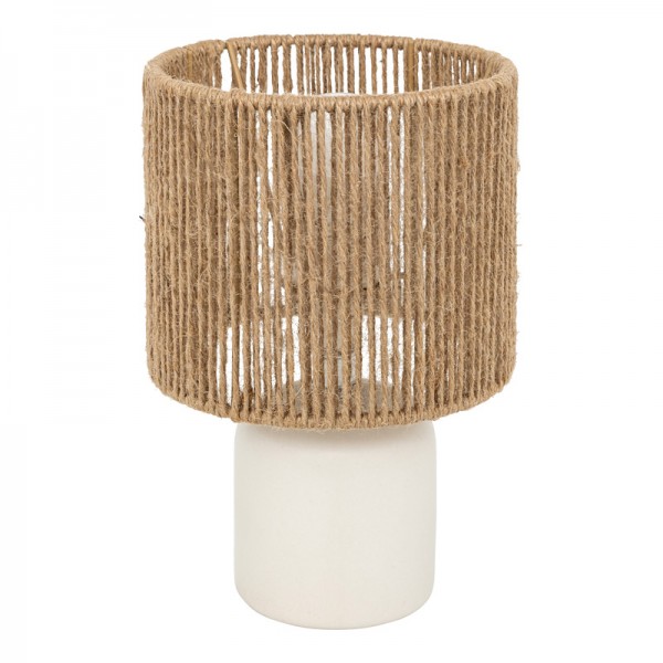 Επιτραπέζιο φωτιστικό Leyda pakoworld κεραμικό σε λευκή-φυσική απόχρωση Φ16x24εκ