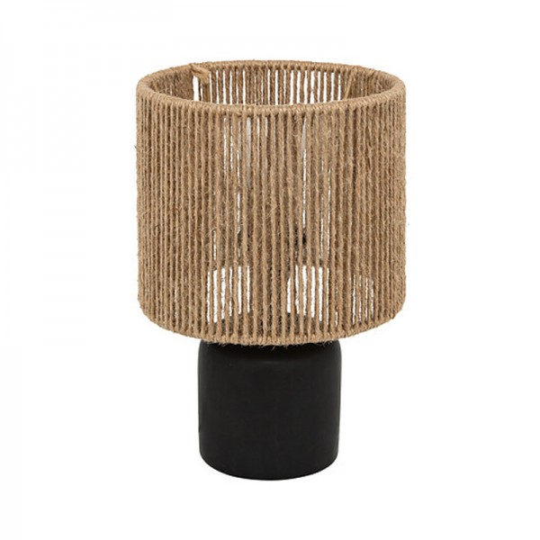 Επιτραπέζιο φωτιστικό Leyda pakoworld κεραμικό σε μαύρο-φυσική απόχρωση Φ16x24εκ