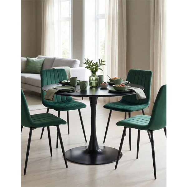 Τραπεζαρία Balou-Noor pakoworld σετ 5τεμ MDF μαύρο-κυπαρισσι Φ100x73εκ