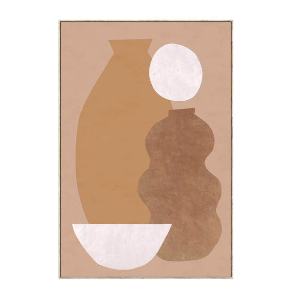 TERRA ΠΙΝΑΚΑΣ ΔΙΑΚΟΣΜΗΤΙΚΟΣ ΜΕ ΚΟΡΝΙΖΑ 80x120x4cm ΚΑΜΒΑΣ ΜΠΕΖ ΚΑΦΕ ΞΥΛΟ ΛΕΥΚΟ
