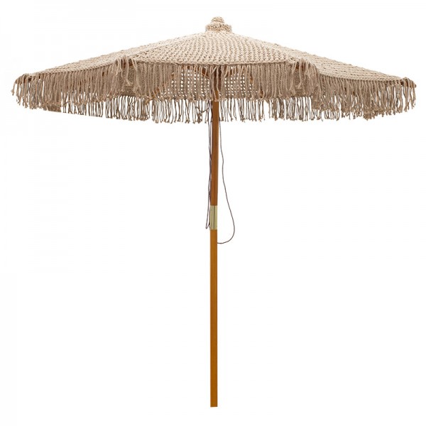 Ομπρέλα επαγγελματική Renny pakoworld μπεζ μακραμέ-ξύλο οξιάς Φ2.5m
