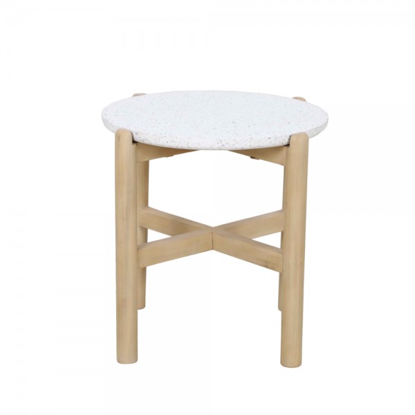 TERRAZZO COFFEE TABLE TERRAZZO ΚΕΡΑΜΙΚΟ - ΞΥΛΟ ΑΚΑΚΙΑΣ D50xH47cm 22-0055