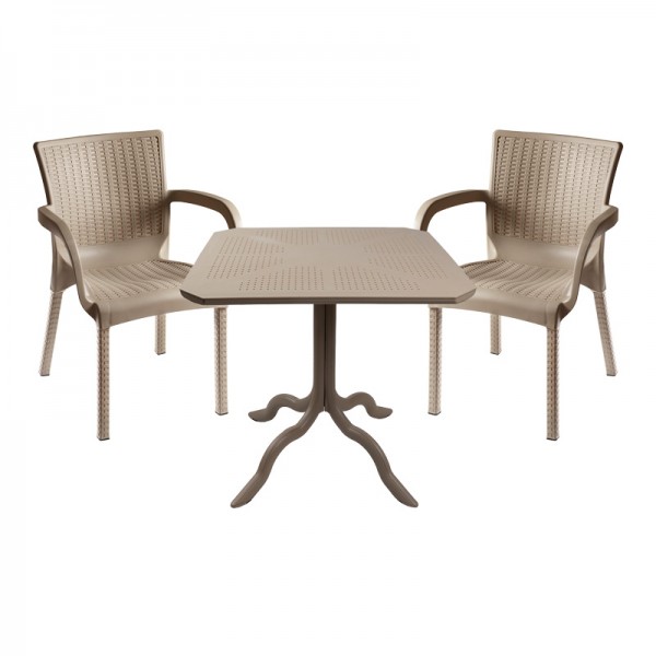 Τραπεζαρία Icon-Festive pakoworld σετ 3τεμ PP σε cappuccino απόχρωση