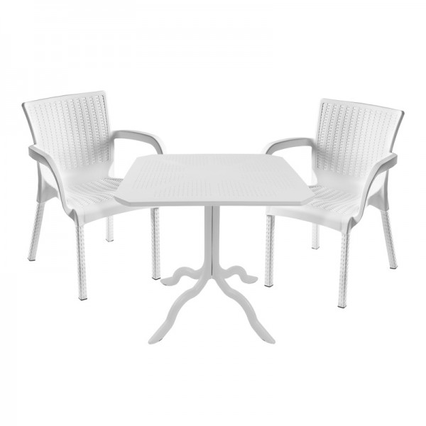 Τραπεζαρία Icon-Festive pakoworld σετ 3τεμ PP σε λευκή απόχρωση