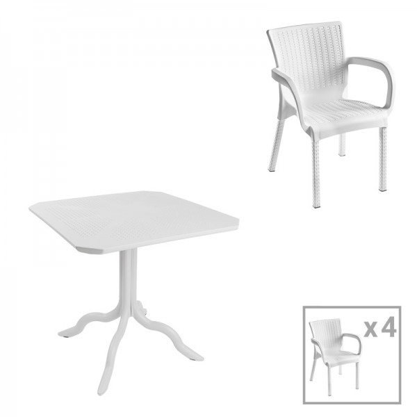 Τραπεζαρία Icon-Festive pakoworld σετ 5τεμ PP σε λευκή απόχρωση