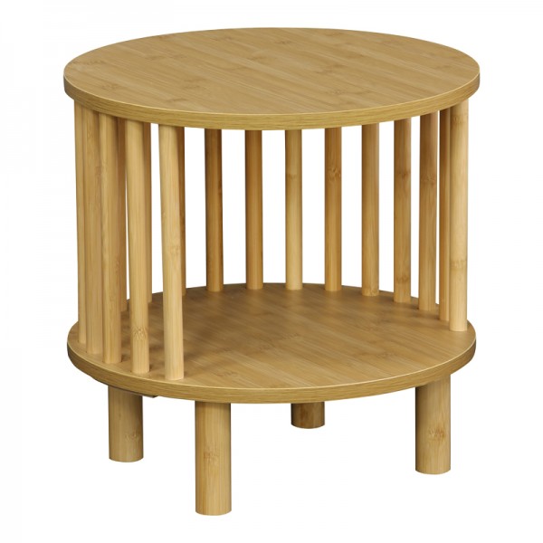 Κομοδίνο Nodial pakoworld MDF/Bamboo σε φυσική απόχρωση Φ40x40εκ 260-000028