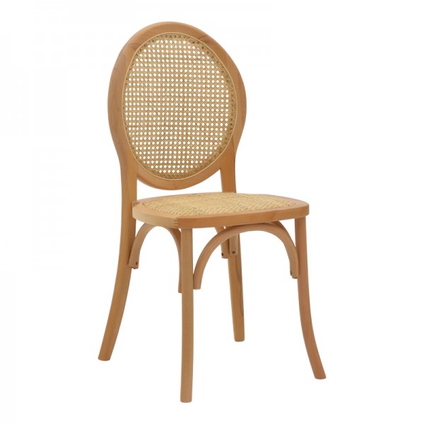 Καρέκλα Camil pakoworld φυσικό ξύλο οξιάς-φυσικό rattan 45x50x94εκ 263-000030
