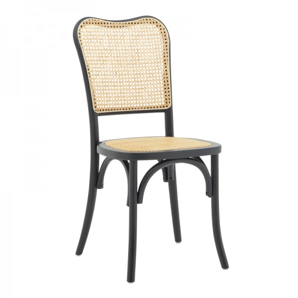 Καρέκλα Zozele pakoworld φυσικό rattan pe-μαύρο toon wood 45x51x88εκ 263-000043