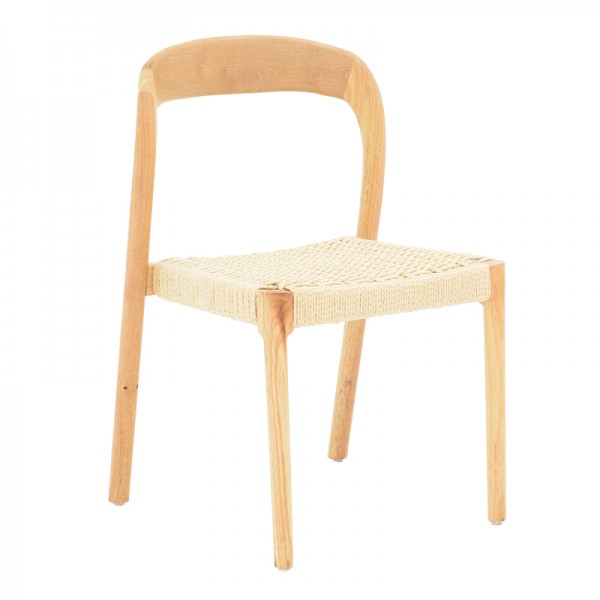 Καρέκλα Tavrine pakoworld σχοινί-rubberwood σε φυσική απόχρωση 47x59x78εκ 263-000046