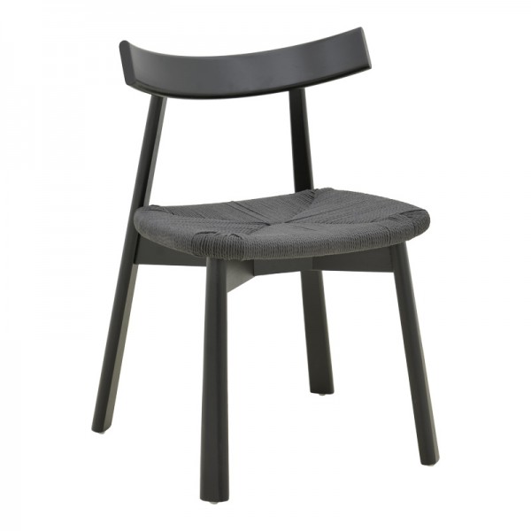 Καρέκλα Clareta pakoworld rubberwood-σχοινί σε μαύρη απόχρωση 53x55x79εκ