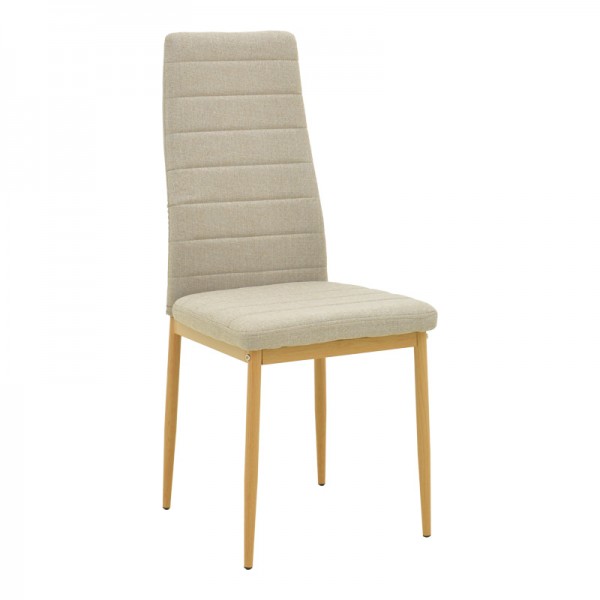 Καρέκλα Parker pakoworld μπεζ ύφασμα με μεταλλικά πόδια σε φυσική απόχρωση 39.5x48x95εκ