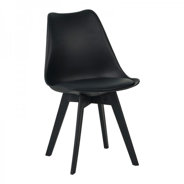 Καρέκλα Gaston I pakoworld PP-PU σε μαύρη απόχρωση 53.5x48.5x81,5εκ 271-000038