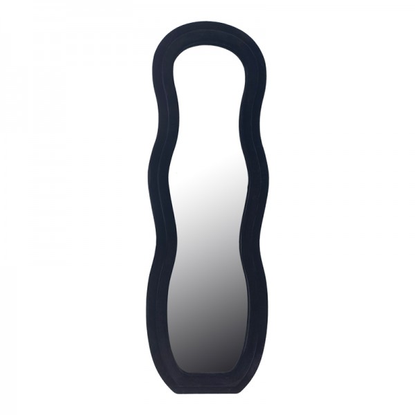 Καθρέπτης Glinde Inart βελούδο σε μαύρη απόχρωση 50x3.3x150εκ