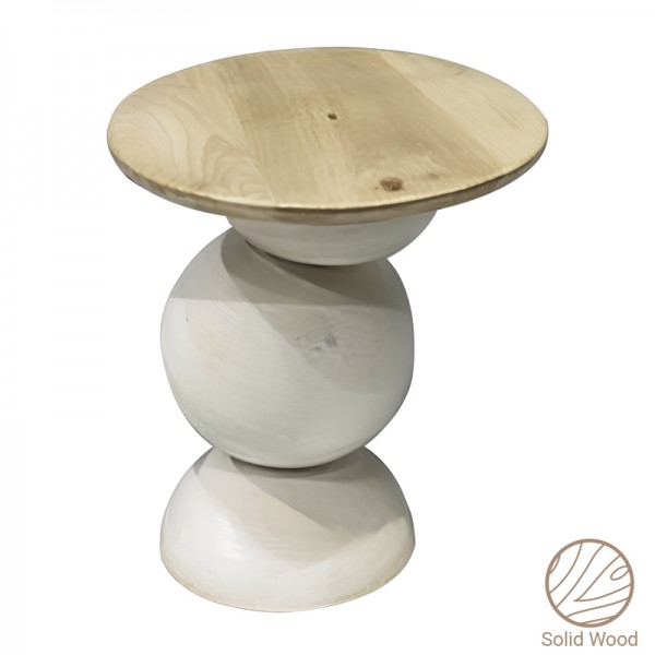 Βοηθητικό τραπέζι Sedra Inart white wash-φυσικό μασίφ mango ξύλο Φ38x44εκ 297-000008