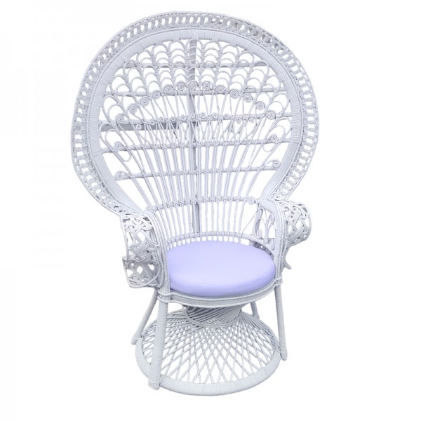 Πολυθρόνα Dorothy Inart με λευκό μαξιλάρι-λευκό rattan 115x57x150εκ 314-000001