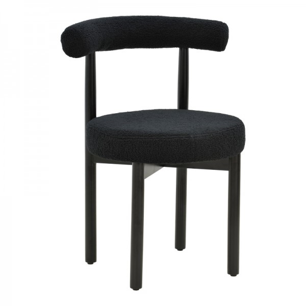 Καρέκλα Fenza pakoworld μαύρο μπουκλέ ύφασμα-πόδι ξύλο οξιάς σε μαύρη απόχρωση 60x54x75εκ
