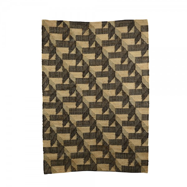 WOOL ΧΑΛΙ ΑΠΌ ΓΙΟΥΤΑ ΜΑΥΡΟ/ΜΠΕΖ 120x180cm