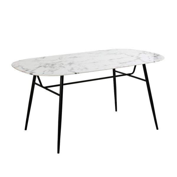 Marm Bianca Τραπέζι Λευκό Με Οψη Μαρμάρου 160x90xH76,5cm