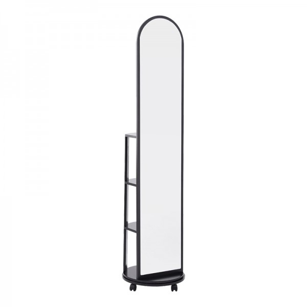 Καθρέπτης τροχήλατος Espero pakoworld mdf με ράφια σε μαύρη απόχρωση Φ34x170εκ