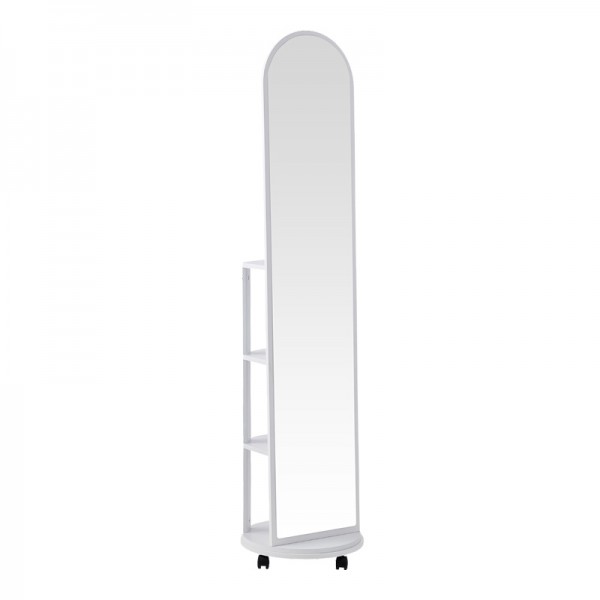 Καθρέπτης τροχήλατος Espero pakoworld mdf με ράφια σε λευκή απόχρωση Φ34x170εκ