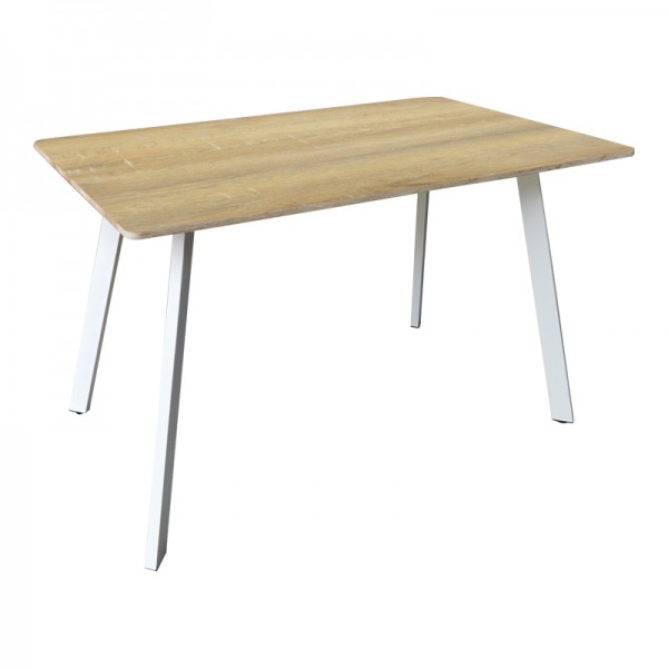 Τραπέζι Squaro pakoworld sonoma mdf με λευκά μεταλλικά πόδια 120x70x75εκ