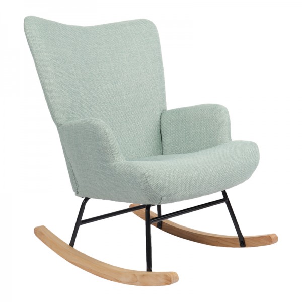 Κουνιστή πολυθρόνα Jianna pakoworld μέντα ύφασμα με πόδι σε φυσική απόχρωση 79x64x89εκ