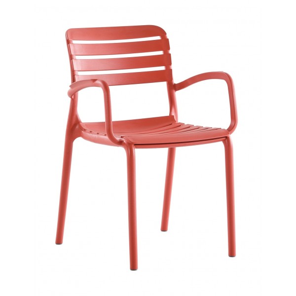 Notte πολυθρόνα pp RED στοιβαζόμενη 56x56x82(47)cm 