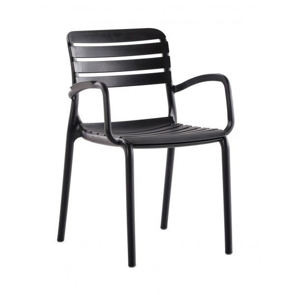 Notte πολυθρόνα pp BLACK στοιβαζόμενη 56x56x82(47)cm 