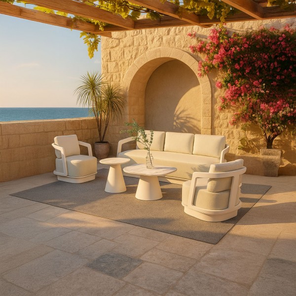 TORRE ΣΑΛΟΝΙ SET 1+2+2 OFF WHITE 198x81x66cm