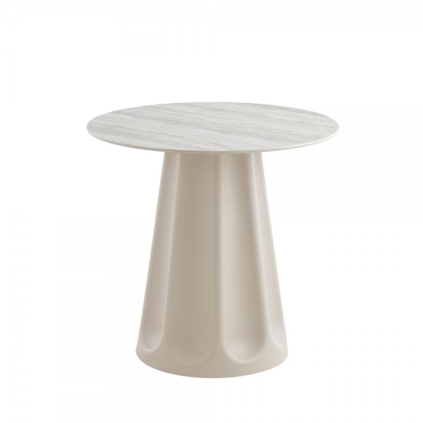 VELLUM ΤΡΑΠΕΖΙ BEIGE ΜΕ ΟΨΗ ΜΑΡΜΑΡΟΥ 80x80x76.5cm