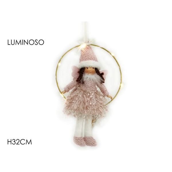 Αγγελος Ροζ Με Φωτακια 32Εκ