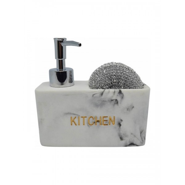 DISPENSER ΜΕ ΘΗΚΗ ΑΣΠΡΟ ΜΑΡΜΑΡΟ 14,5x6x14cm 794195
