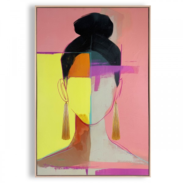 ΠΙΝΑΚΑΣ ΣΕ ΚΑΜΒΑ PINK YELLOW ABSTRACT 78Χ118ΕΚ