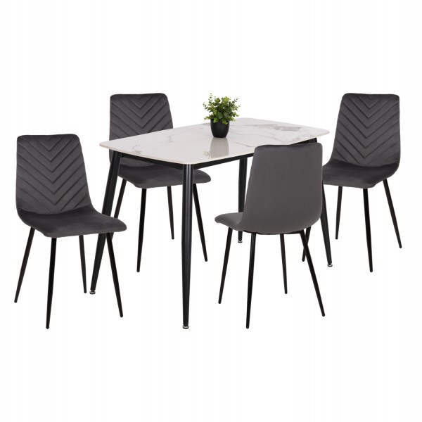 ΣΕΤ ΤΡΑΠΕΖΑΡΙΑΣ 5ΤΜΧ LATRELL HM21192 ΤΡΑΠΕΖΙ ΚΕΡΑΜΙΚΟ TOP-ΒΕΛΟΥΔΟ ΓΚΡΙ ΚΑΡΕΚΛΕΣ