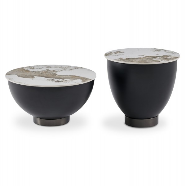 ΣΕΤ 2 ΤΡΑΠΕΖΙΑ ΣΑΛΟΝΙΟΥ ERIDANO SM21216 ΜΕΤΑΛΛΟ ΜΑΥΡΟ-SINTERED STONE PANDORA