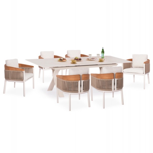 ΣΕΤ ΤΡΑΠΕΖΑΡΙΑΣ 7TMX ANDROMEDA (S) SM21244 ΑΛΟΥΜΙΝΙΟ-SINTERED STONE ΜΠΕΖ & ΕΚΡΟΥ