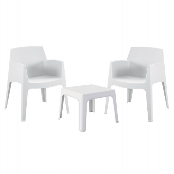 ΣΕΤ LOUNGE ΠΟΛΥΠΡΟΠΥΛΕΝΙΟΥ SLEEK HM21267.01 ΤΡΑΠΕΖΑΚΙ & 2 ΠΟΛΥΘΡΟΝΕΣ-ΛΕΥΚΟ