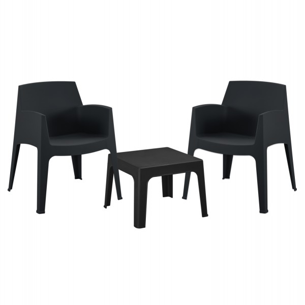 ΣΕΤ LOUNGE ΠΟΛΥΠΡΟΠΥΛΕΝΙΟΥ SLEEK HM21267.02 ΤΡΑΠΕΖΑΚΙ & 2 ΠΟΛΥΘΡΟΝΕΣ-ΜΑΥΡΟ