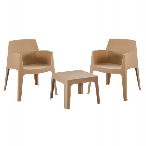 ΣΕΤ LOUNGE ΠΟΛΥΠΡΟΠΥΛΕΝΙΟΥ SLEEK HM21267.03 ΤΡΑΠΕΖΑΚΙ & 2 ΠΟΛΥΘΡΟΝΕΣ-ΚΑΠΟΥΤΣΙΝΟ